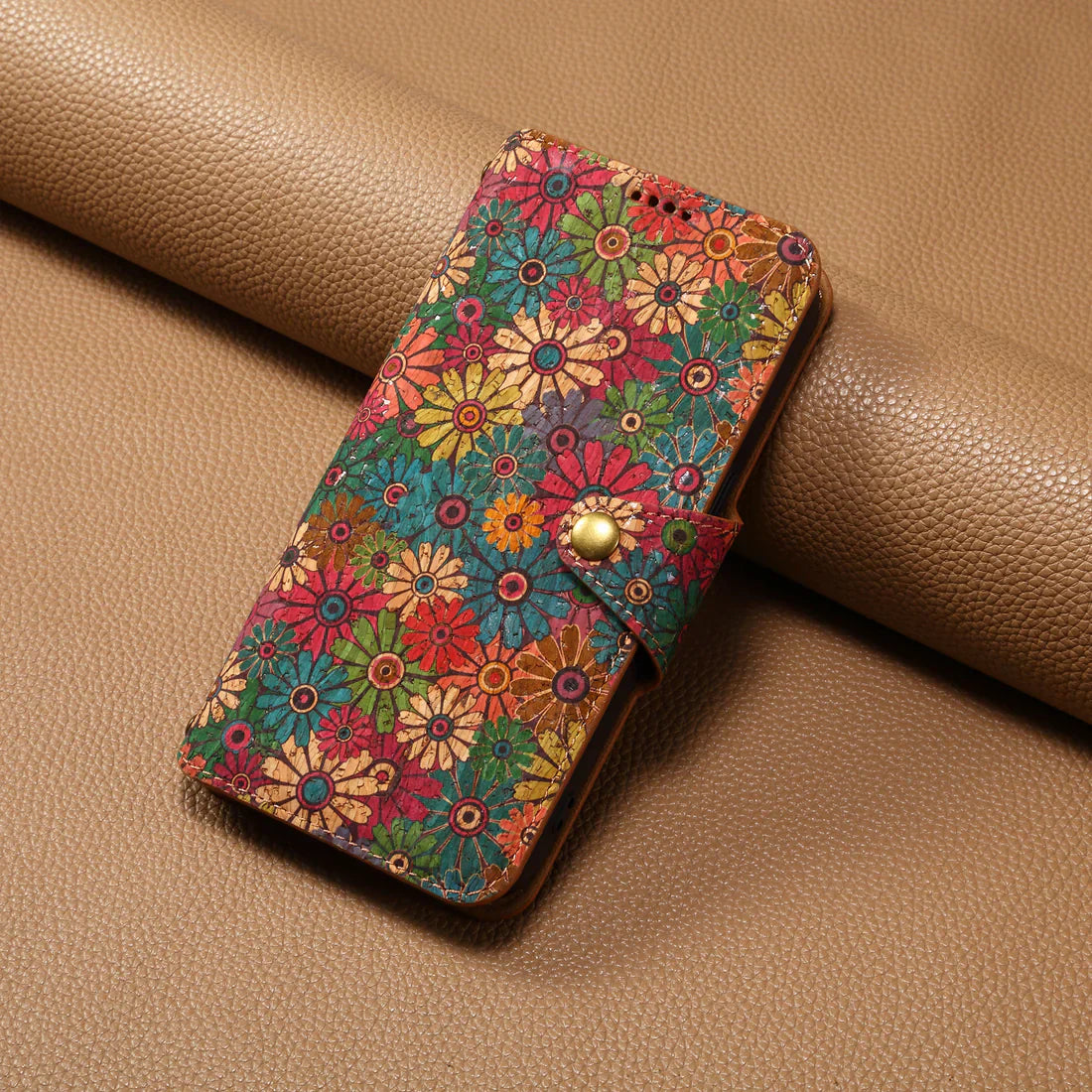 Flower Language Phone Case With Card Holder And Strap For iPhone Green-644008992037