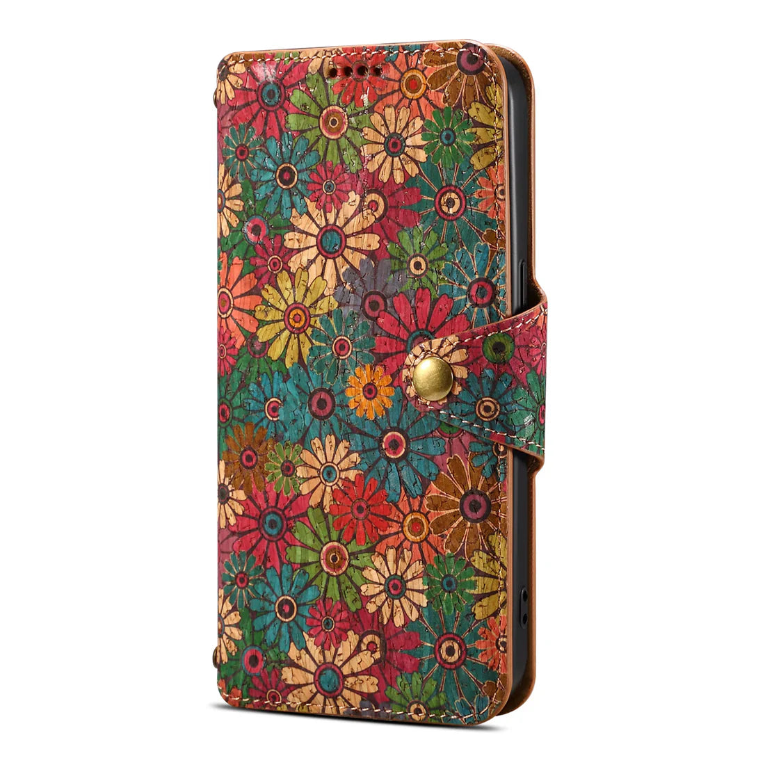 Flower Language Phone Case With Card Holder And Strap For iPhone Green-644008992037