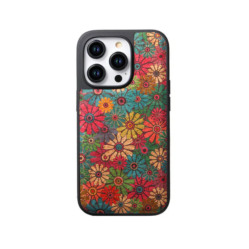 Magnet Leather Flower Pattern Phone Case For iPhone Red（Compatible With Magsafe）- 644008992112